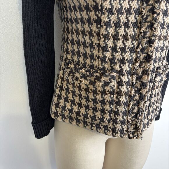 CAbi #978 Houndstooth Multicolor Browns Size 4 Sweater Jacket Coat Cardigan - Picture 5 of 8